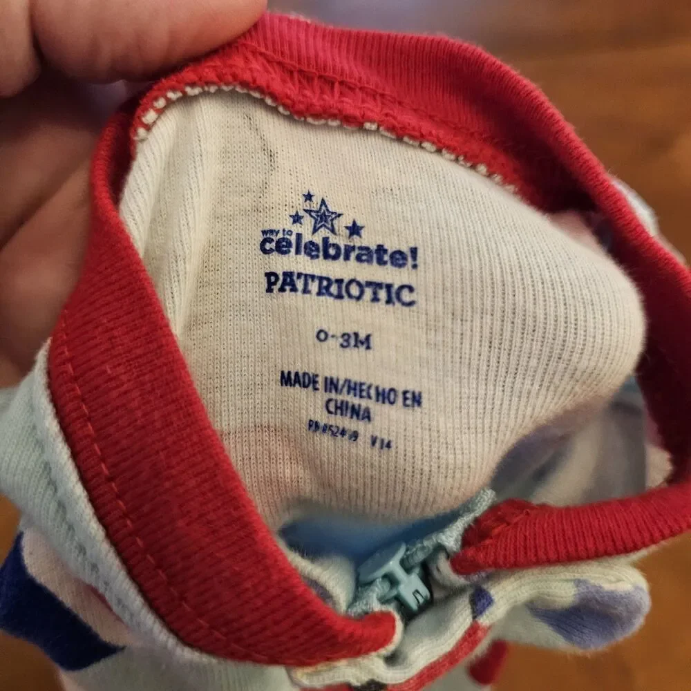 Way to Celebrate 4th of July USA Patriotic  Size 0-3 Months Romper‎ Sleeper